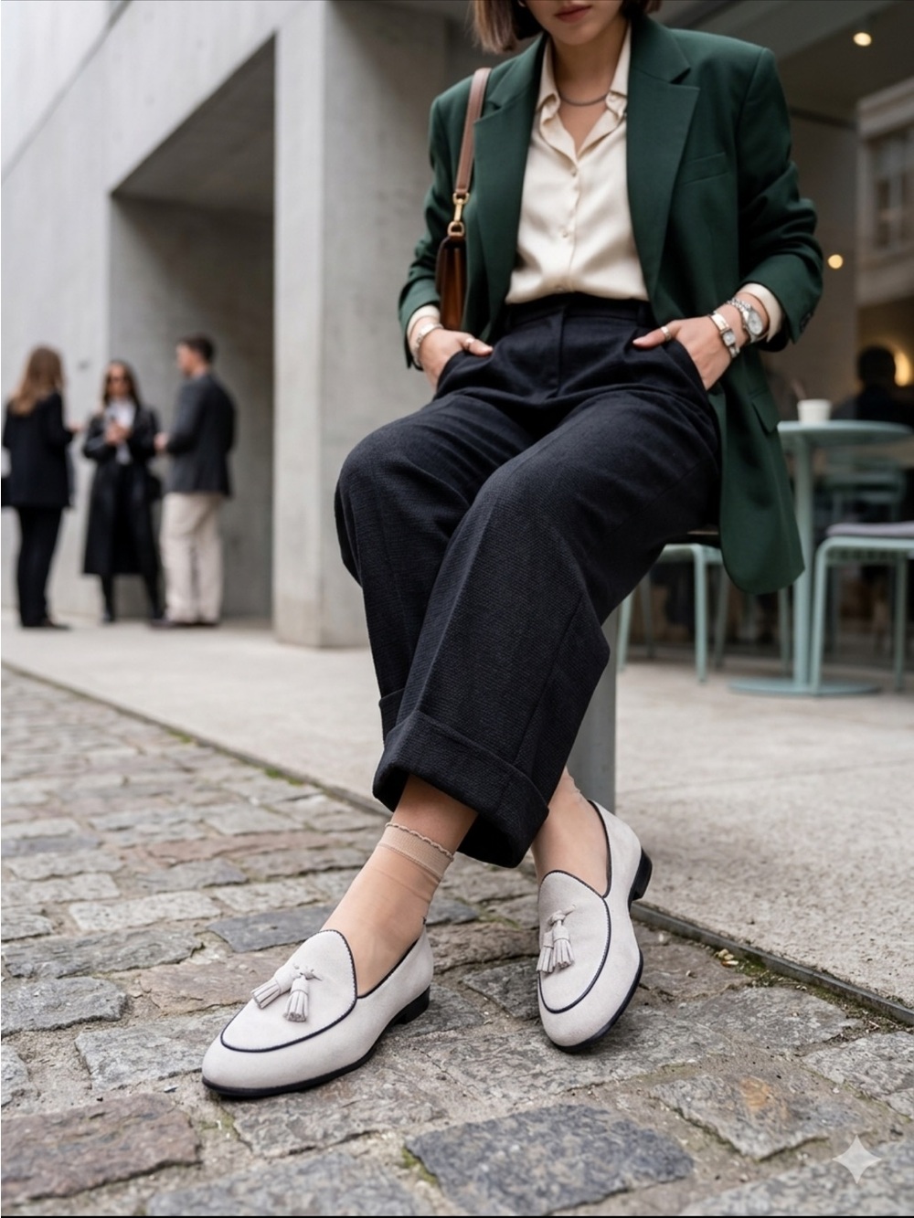 Journey West ,Cream Tassel Loafers — Classic Slip-On Flats.